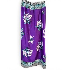 Vintage Blue Hawaii Sportswear Faux Wrap Skirt Womens L Purple Tropical Slit